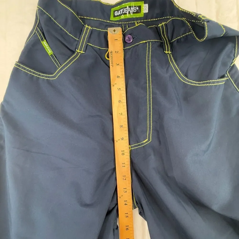 Vintage GAT Gypsies And Thieves Wide Leg Pants 28x25 Blue Wide Leg Y2K 90's Rave - Picture 7 of 15